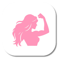 a pink icon with a woman's silhouette