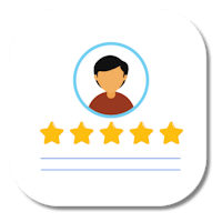 a five star icon with a person in it