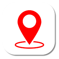 a red location pin icon on a white background